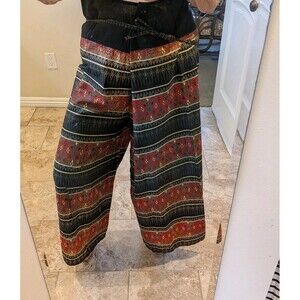 Women Boho Palazzo Style Yoga Beach Pants Thai Palazzo Style Harem Double Layer